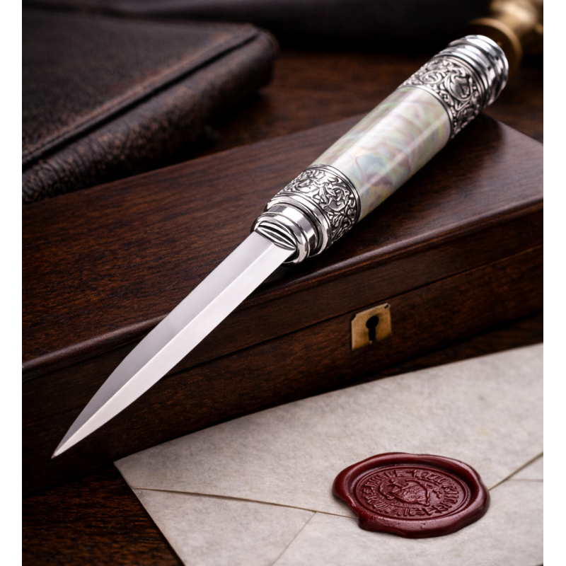 Coupe-papier Nacre & Argent Gravé