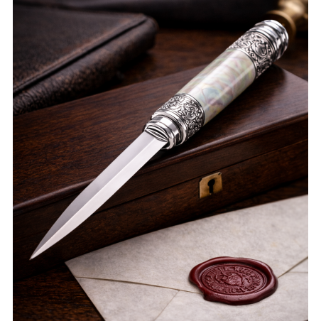 Coupe-papier Nacre & Argent Gravé